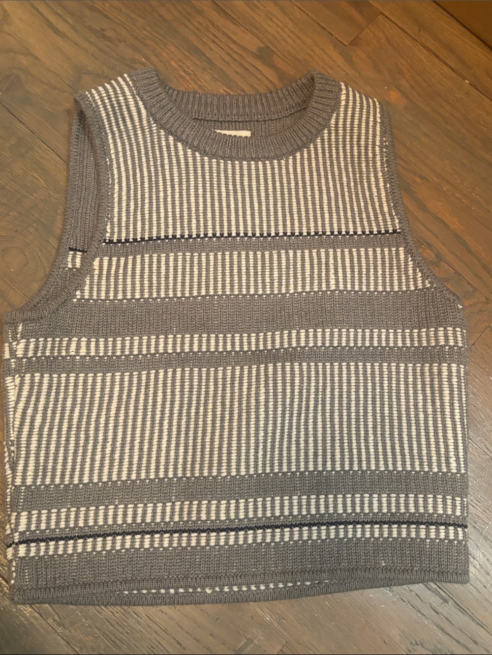Public School Gray and White Striped Knit Tank